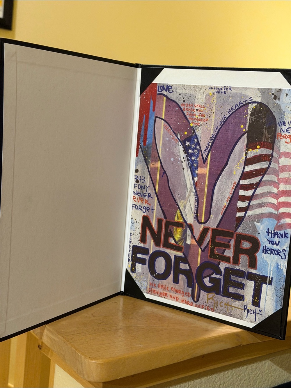 Never Forget Purple Heart Art Print - Patriotic Wall Art
